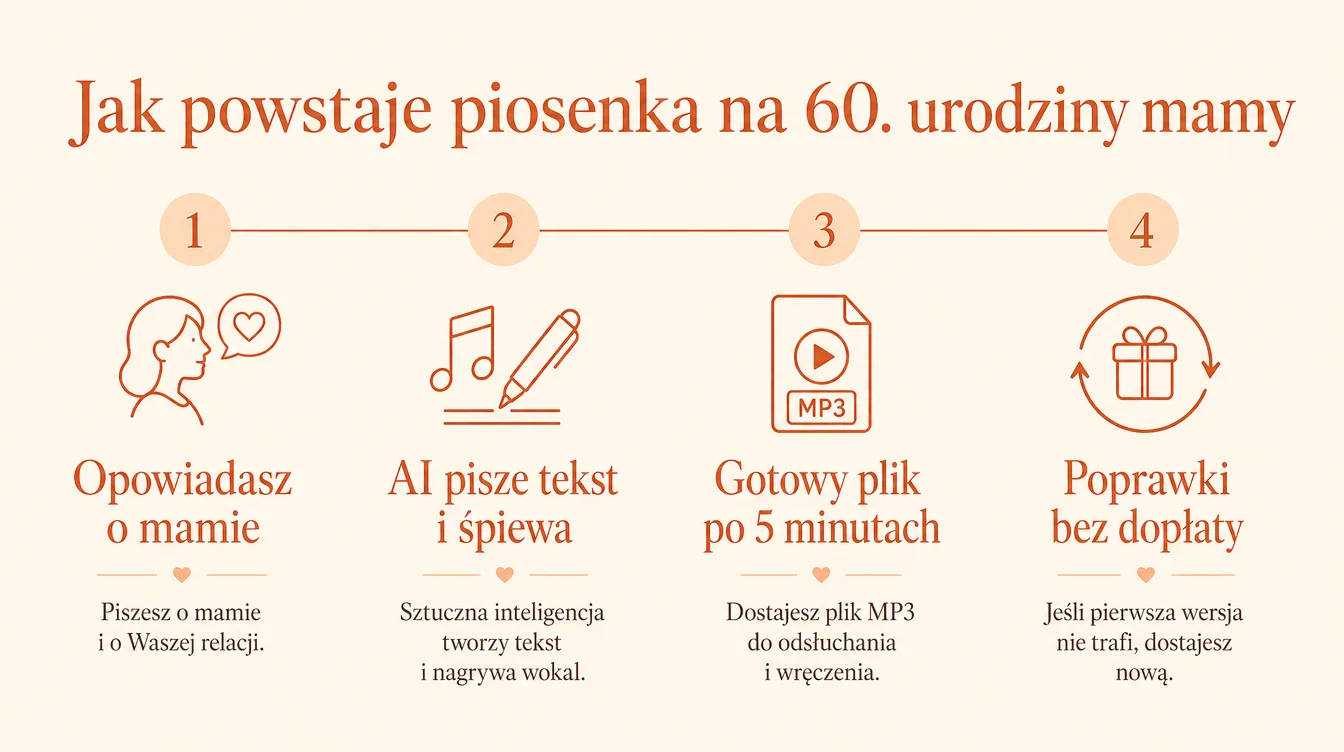 Proces powstawania personalizowanej piosenki na 60 urodziny mamy w czterech krokach