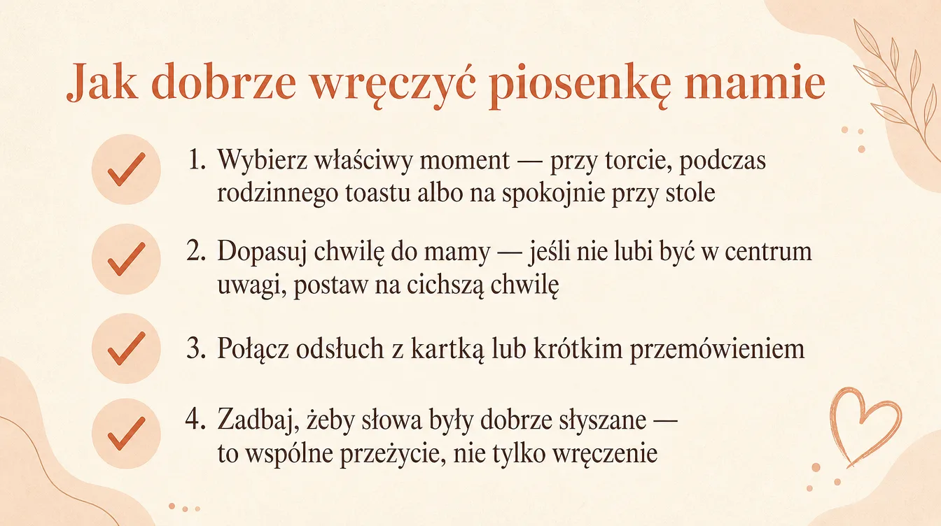 Checklista wręczenia personalizowanej piosenki na 60 urodzinach mamy